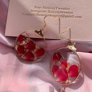 Handmade dry rose bud earring